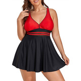 Vestido De Banho Vermelho Sexy Mesh Splice Plus Size Xz