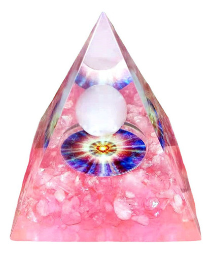 Orgonite Pirâmide Do Amor Quartzo Rosa Cristal Raio Rosa 6cm