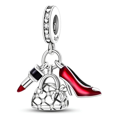 Dije S925 para Pulsera de Plata con Zirconia, Diseño de Lápiz Labial | MercadoLibre