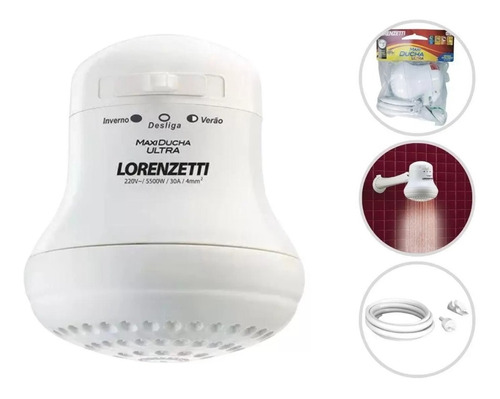 Chuveiro Parede Max Ducha Ultra Branco Lorenzetti  127v/220v