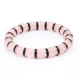 Pulsera Piedra Natural Cuarzo Rosa 8mm Separadores