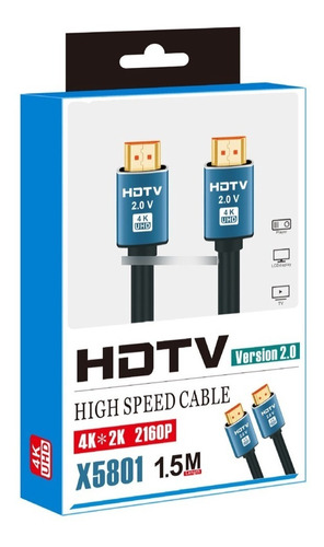 Cable Hdmi 4k/ 1.5 Metros Hdtv-versión  2.0/alta Velocidad