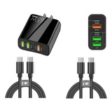 65w 5 En 1 Cargador Carga Rápida Con 2 Cables De 2 Mts Usb C