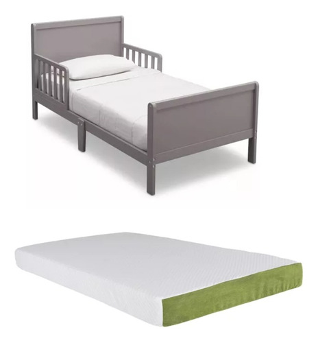 Cama Camita De Madera Infantil Fancy Gris Con Colchon