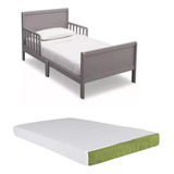 Cama Camita De Madera Infantil Fancy Gris Con Colchon