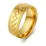 Anillo Acero Inoxidable Argolla Color Oro Ranura Line Mujer