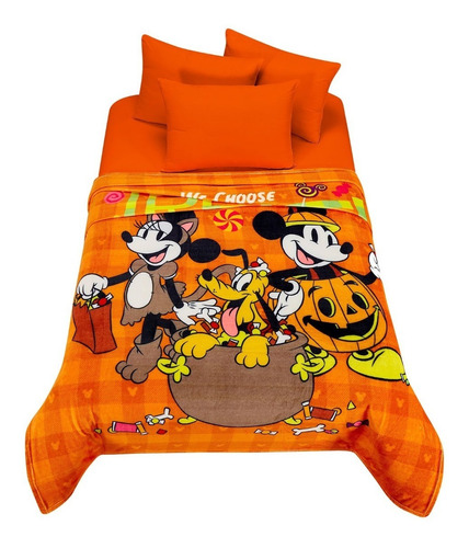Frazada Matrimonial Mickey & Minnie Halloween Providencia