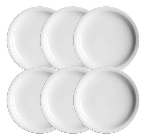 Plato Playo Porcelana Blanca Verbano Línea Recta X6