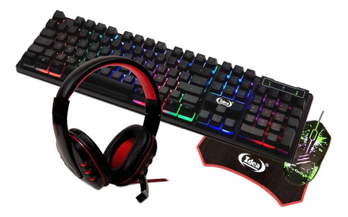 Combo Teclado Semi Mecânico Gamer Mouse 3600dpi Headset Rgb Mouse Preto