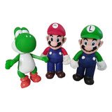 Set De 3 Figuras Muñecos Super Mario Bros Luigi Yoshi 25cm