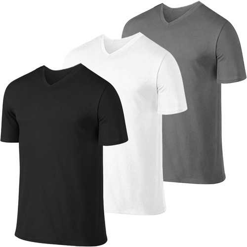 Kit 3 Camisetas Masculinas Básicas Gola V Slim Fit Premium