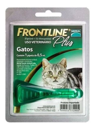 Frontline Plus 0,5ml Pipeta Para Gato Antipulgas Garrapatas 