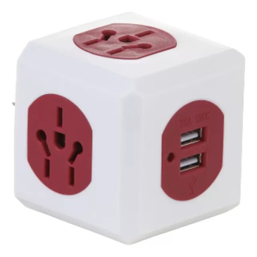 Enchufe Adaptador Cubo 4 Tomas 10 A + 2 Puerto Usb 5v/3.0 A