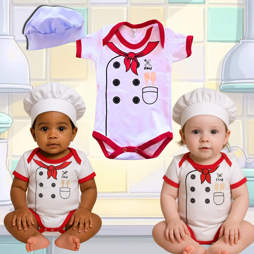 Body Mini Chef Cozinha Mesversário + Chapéu Fantasia Foto | MercadoLivre