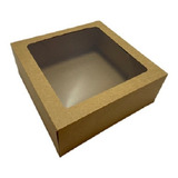 Caja Chica Para Pastel Con Ventana Kraft 22x22x9.6 Cms C/10