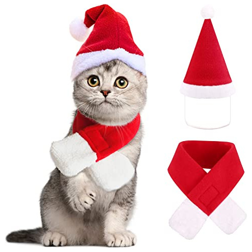 Yujun 2 Piezas De Disfraz De Navidad Para Gato, Sombrero De