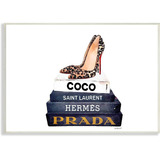 Glam Fashion Book Set Leopard Pumps Heels Placa De Pare...