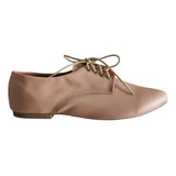 Sapato Oxford Bico Fino Confortavel Cor Nude Premium