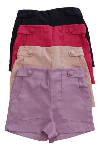 Short Linho Infantil Meninas Moda Blogueirinha Luxo