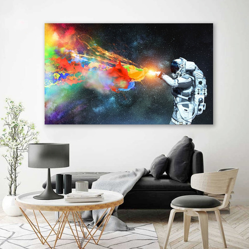 Cuadro Moderno Astronauta Colors Splash En Canvas Artistico 