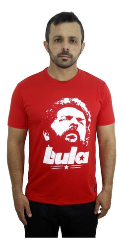 Camiseta Lula Presidente Plus Size Blusa Pt Mnga Curta Rosto