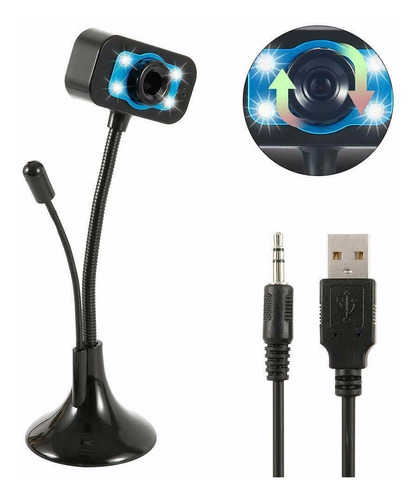 Camara Web Usb Flexible Teletrabajo Con Luces / Ekipofertas