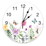 Reloj De Pared Floral Silencioso Diseño De Mariposas 25 Cm D