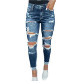 Jeans De Mujer Jeans Rasgados A La Moda Pies Pitillo