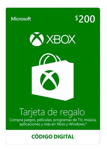 Microsoft Tarjeta Regalo Xbox $200 Pesos (código Digital)