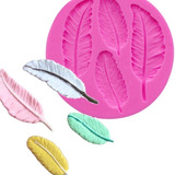 Molde De Silicona Plumas X4 Fondant Porcelana Fría Color Rosa