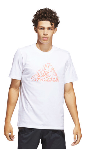 Playera adidas Basquetbol Pass Rock Graphic Hombre Blanco