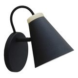 Aplique Nordic Negro Con Madera De 1 Luz Apto Led