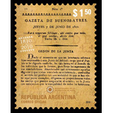 Argentina 2010. 200 Años Gazeta De Buenos Ayres. Gj3817 Mint