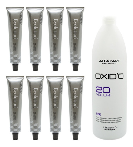 Alfaparf Evolution Kit X8 Tinturas + Oxidante 1000ml 3c