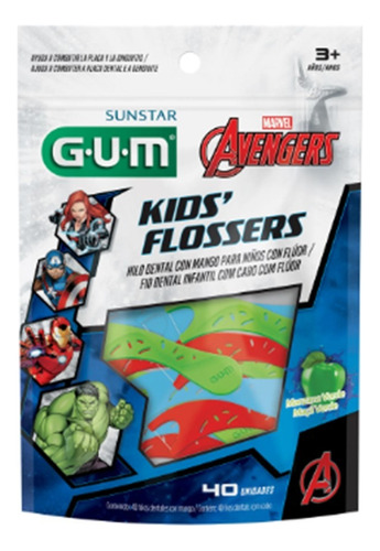 Fio Dental Com Haste Flosser Infantil Avengers Vingadores