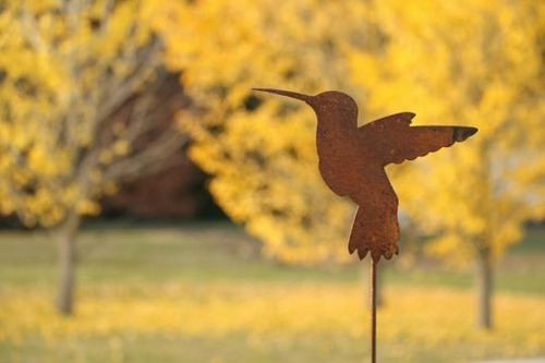 Pinche Jardín Chapa Óxido Figura De Colibrí Picaflor