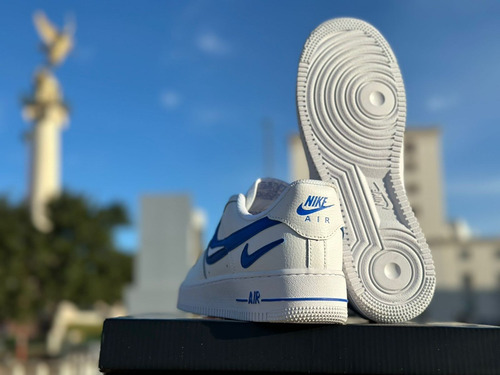 Nike Air Force 1 Lowwhite Blue Cut-out Swoosh #5.5