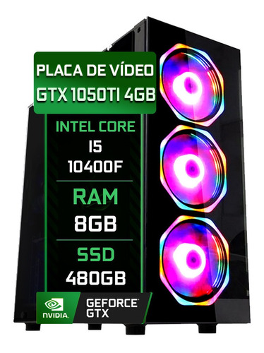 Pc Gamer Fácil Intel Core I5 10400f 8gb Gtx 1050ti Ssd 480gb