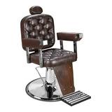 Cadeira Salão Beleza Barbearia Barbeiro Top Premium Cor Marrom Croco