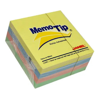 NOTAS ADHESIVAS JANEL MEMO TIP 3X3 CUBO PASTEL C\u002F400 | Meses sin interés
