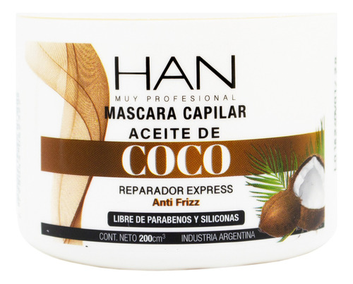 Han Aceite De Coco Mascara Reparadora Antifrizz Pelo Chica