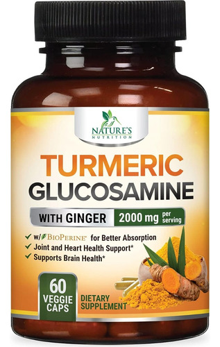 Nature's Nutrition | Turmeric Glucosamine | 2000mg | 60 Caps