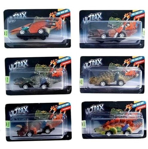 Set X6 Vehiculos Dinosaurios C/ Ruedas Auto Pull Back Ultrax