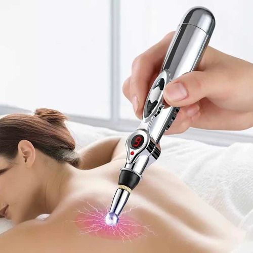 Caneta Eletrônica Massageador Estimulante Acupuntura Terapia Cor Prateado Pilha Aa