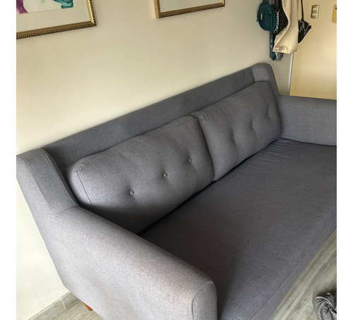 Sillón De Lino Gris Marca Tapiz Modelo Oporto De 3 Cuerpos