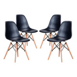 Jogo Conjunto 4 Cadeiras Charles Eames Wood Design Eiffel Pt Cor Da Estrutura Da Cadeira Preto