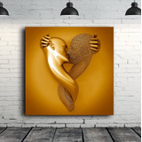 Cuadro Moderno Amor Dorado Plateado 100x100 Cm Por Unidad