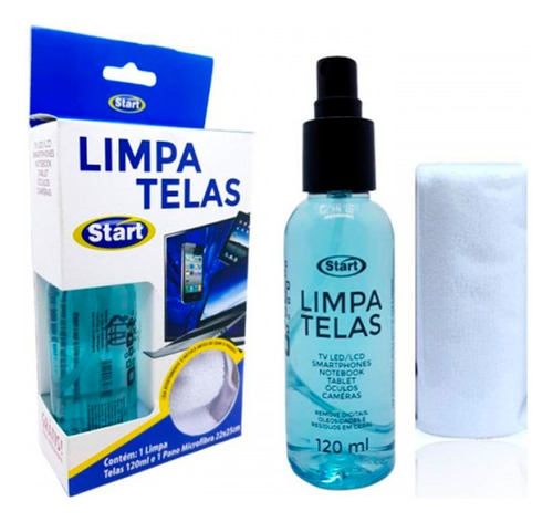 Kit Limpa Tela 120ml Com Flanela Microfibra Start