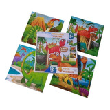 Caja 4 Puzzles Rompecabezas Madera Niños Pack 4 Dinosaurios