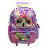 Mochila Simones 18 Con Carro Mushi Shine Violeta Si918 Pg